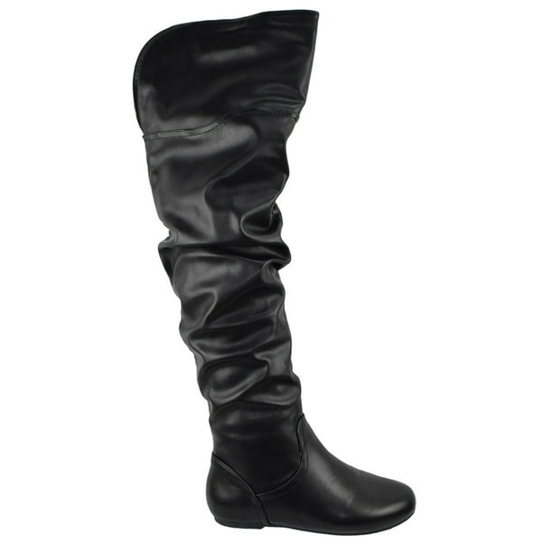 thigh high slouch flat boots