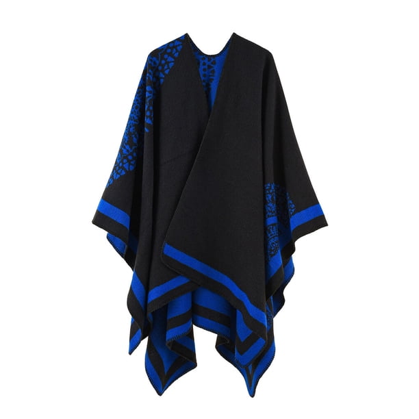 Sonducket Poncho grueso de invierno, capa portátil para mantener el calor, chal cálido, accesorio de vestir para viajes de trabajo diarios Abrigos y chamarras Azul