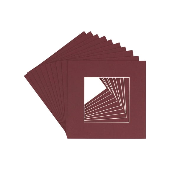 Maroon Acid Free 20x20 Picture Frame Mats with White Core Bevel Cut for 12x12 Pictures - Fits 20x20