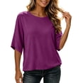 thumbnail image 5 of ZZkhGO Women's 3/4 Sleeve Scoop Neck T Shirt Loose Casual Solid Color Basic Top Loose Fit Tops for All Season Daily Wear, 5 of 7