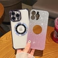 thumbnail image 3 of Compatible with iPhone 14 Pro Max Case MagSafe Glitter Cute Bling Plating Luxury Cutout Visible Logo Camera Protection Phone Cases Compatible with Magnetic for Women Girls 6.7" - Pink, 3 of 7