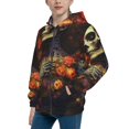 thumbnail image 2 of Pofeuu Vintage Floral Skull Print Teenage Zipper Hoodie Sweatshirts Hooded Casual Jackets With Pocket For Boys Girls-Small, 2 of 6