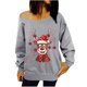 thumbnail image 1 of Moda para mujer Navidad Otoño Invierno Estampado de Navidad Sin tirantes Tops Sudadera Pompotops gfhjh14406, 1 of 4