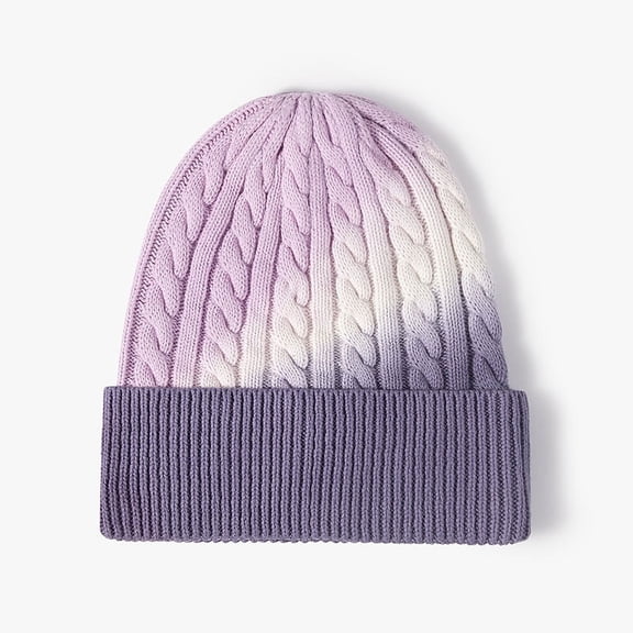 Hats for Women/Men Autumn And Winter European And American Fashion Letters Brimless Cold Hat Women Outdoor Warm Tie-dyed Wool Knitted Hat Purple
