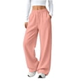 thumbnail image 3 of Women's Casual Sweatpants Drawstring Solid Color Elastic Waist Sports Straight Slim Side Line Track Pants, 3 of 8