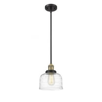 201S-BAB-G713-Innovations Lighting-Bell - 1 Light Stem Hung Mini Pendant In Industrial Style-10 Inches Tall and 8 Inches Wide-Black Antique Brass