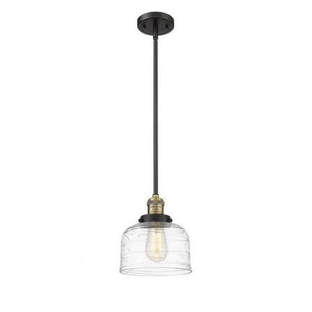 201S-BAB-G713-Innovations Lighting-Bell - 1 Light Stem Hung Mini Pendant In Industrial Style-10 Inches Tall and 8 Inches Wide-Black Antique Brass