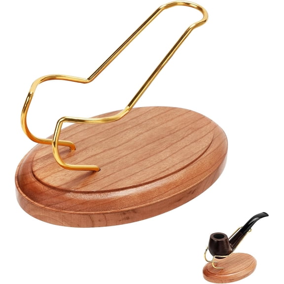 Pekkaxy Wooden Tobacco Pipe Stand Holder with Display Metal Slots, Family Home Pipe Accessories for Tobacco