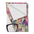 thumbnail image 2 of Geometric Soft Flannel Fleece Throw Blanket, Hipster Mustache and Glasses White Triangle Mosaic Background Funny Art Print, Cozy Plush for Indoor and Outdoor Use, 70" x 90", Multicolor, by Ambesonne, 2 of 5