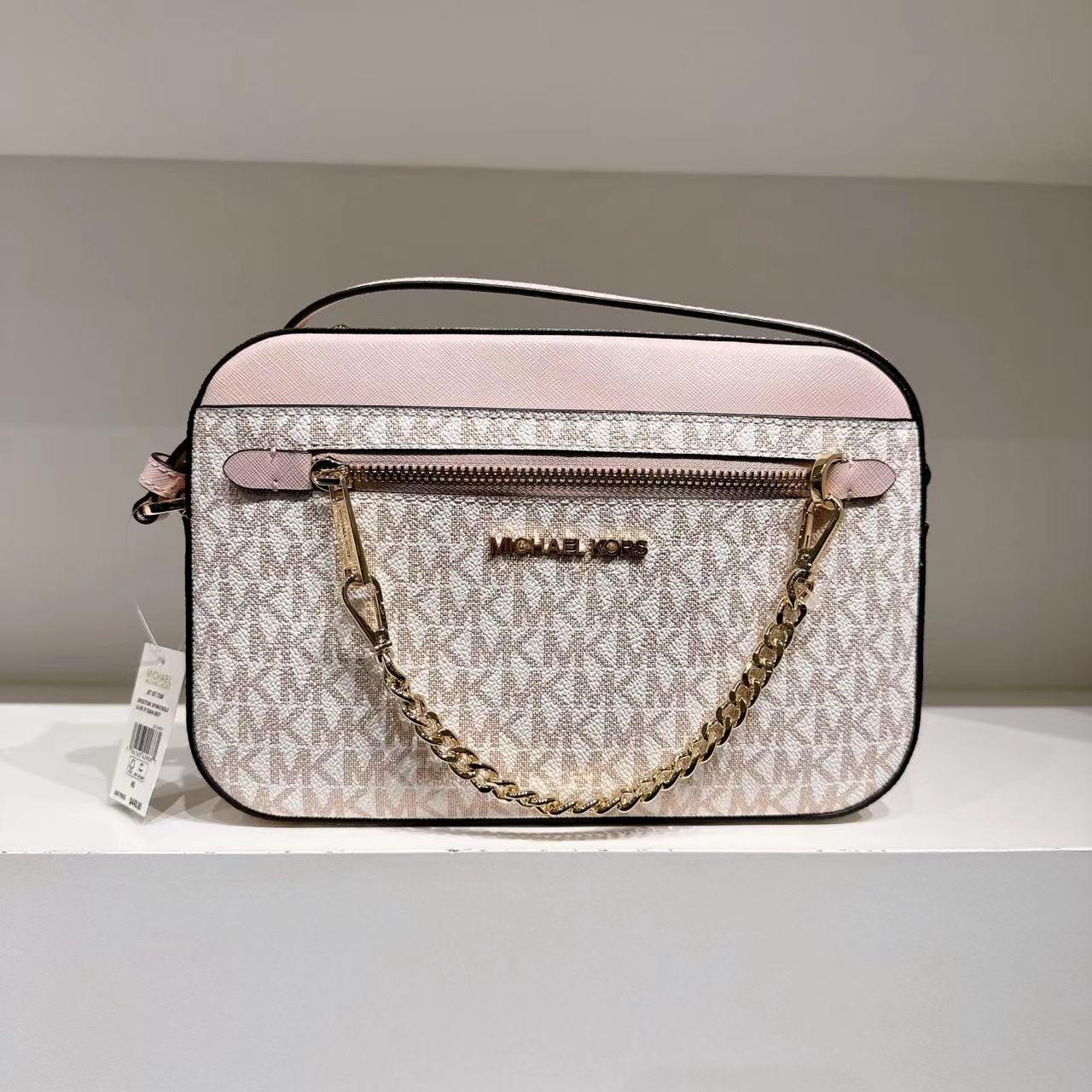 Michael Kors Crossbody Bag - Elegant Optic White & Rose Gold Design