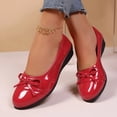 thumbnail image 2 of Rokment Glitter Bow Wedges Ballet Flat Dress Shoes for Women Ladies Bride Wedding Spring Fall Leather Bowknot Round Toe Low Heel Ballerina Walking Loafers Red Size 7, 2 of 7