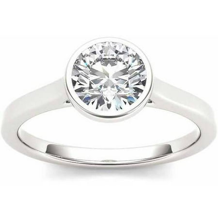 - 1 Carat T.W. Diamond Solitaire Bezel-Set 14kt White Gold Engagement Ring