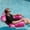 Pink, variant on Inflatable Pool Chair Float, Tropical Leaf Print Water Lounge with Backrest & Armrests, Comfortable Pool Float for Adults, Durable PVC Floating Chair for Summer Relaxation