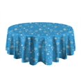 thumbnail image 5 of Blue Christmas Snowflake Pattern Round Tablecloth 60"x60",Wrinkle Wipeable Table Cloth for Kitchen Dining Room Picnic Patio Party, 5 of 6