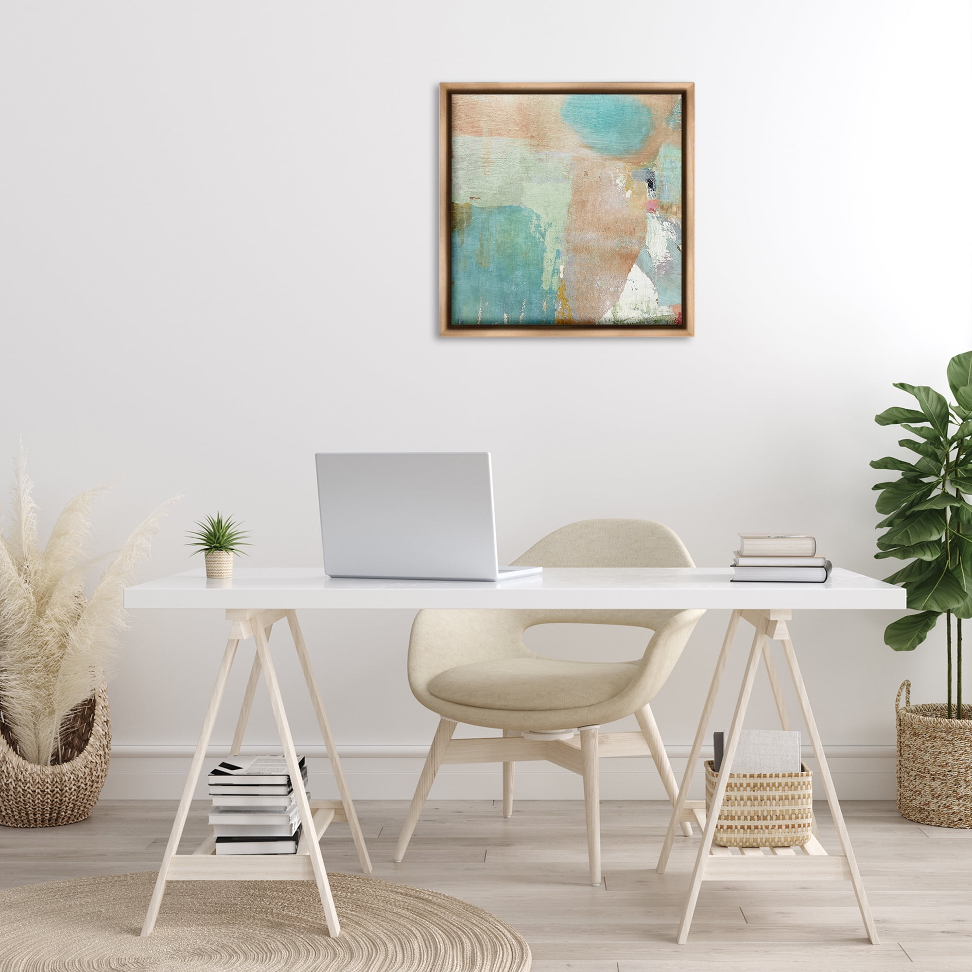 Stupell Industries Rustic Paint Strokes Abstract Painting Brown Floater Framed Canvas Art Print Wall Art, 25 x 25
