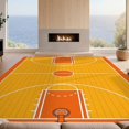 thumbnail image 2 of Design&I 3'x5' Washable Throw Rug Ultra-Thin & Non-Slip Skid-Resistant Small Hoop Motif Bold Stripe Border Center Repeating Basketball Lines Refined for Entryway, Kitchen, 2 of 7