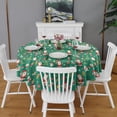 thumbnail image 2 of Green Christmas Santa and Icon Pattern Round Tablecloth 60"x60",Wrinkle Wipeable Table Cloth for Kitchen Dining Room Picnic Patio Party, 2 of 6