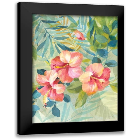 Nai, Danhui 12x14 Black Modern Framed Museum Art Print Titled - Hibiscus Garden III