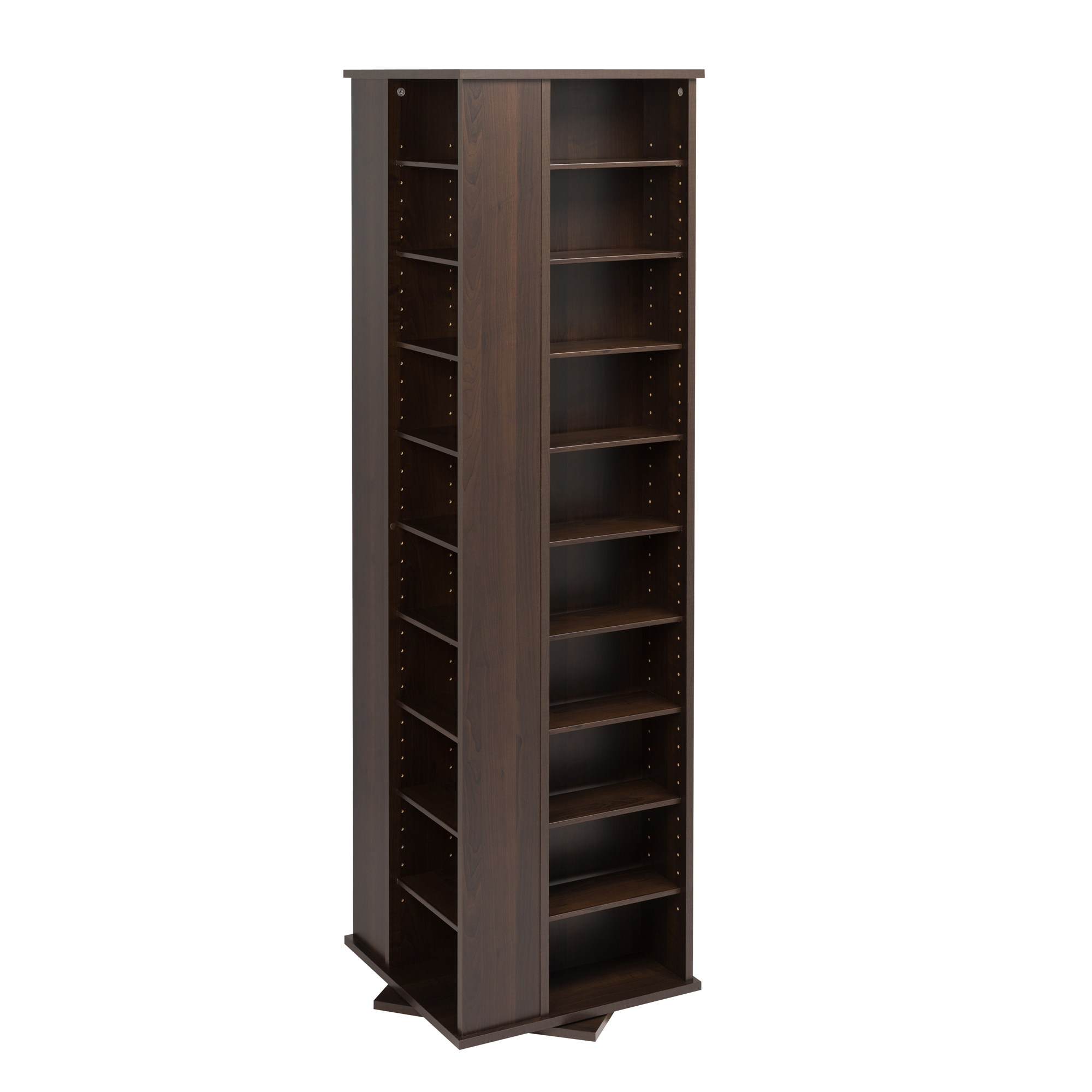 Prepac Large 4-Sided Spinning Storage Tower, Espresso