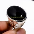 thumbnail image 2 of Large Oval Black Onyx Gemstone Black Stone 925 Sterling Silver Handmade Statement Promise Ring Jewelry for Women, 2 of 2