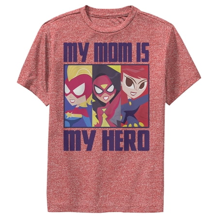 Boy's Marvel My Mom Is My Hero Cartoon Heroes Performance Graphic Tee Red Heather X Large