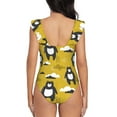 thumbnail image 6 of Yiaed Cartoon Bear Yellow Print Women's Ruffled One Piece Swimsuit V Neck Swimwear Slimming Monokini for Woman-X-Large, 6 of 8
