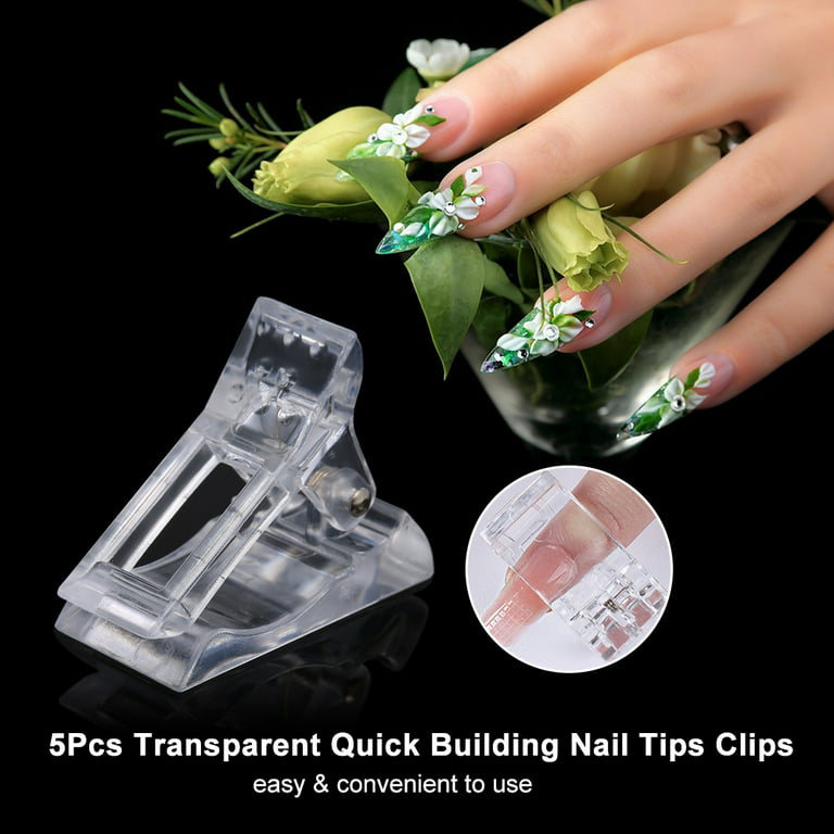10PCS Transparent Polygel Quick Building Nail Tips Clips Finger