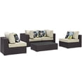 thumbnail image 1 of Modern Contemporary Urban Design Outdoor Patio Balcony Five PCS Sectional Sofa Set, Beige, Rattan, 1 of 5