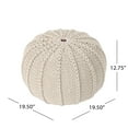 thumbnail image 4 of GDF Studio Agatha Modern Knitted Cotton Round Pouf, Beige, 4 of 6