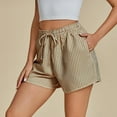 thumbnail image 4 of BiZtdJrK Womens Striped Bermuda Shorts Drawstring Elastic Waisted Wide Leg Shorts Baggy Comfy Casual Summer Beach Shorts on sale clearance Yellow S, 4 of 8
