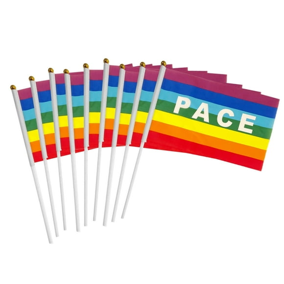 Rainbow Pacifist Flag 50/100Pcs Mini Peace Flag Rainbow Pacifist Flag Hand Held Polyester Peace Flag