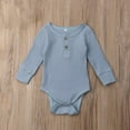 thumbnail image 2 of Bellafa Newborn Sleepers Baby Girl Onesie Long Sleeve Ribbed Knit Romper Unisex Baby Coming Home Jumpsuit Outfit, 2 of 7