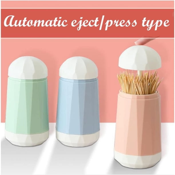 Soporte emergente para palillos de dientes, dispensador automático de palillos de dientes, caja organizadora de almacenamiento para palillos de dientes de bambú, hilo dental, púas de hilo de