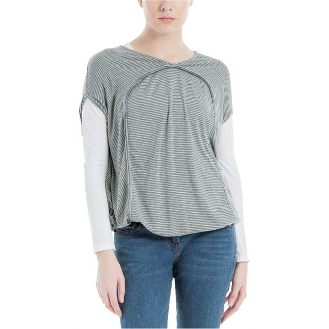 Max Studio London Womens Bubble Hem Basic T-Shirt, Grey, Small