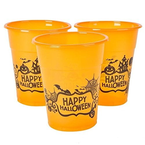 Happy Halloween Plastic Party Disposable Cups Bulk Pack of 50, 6