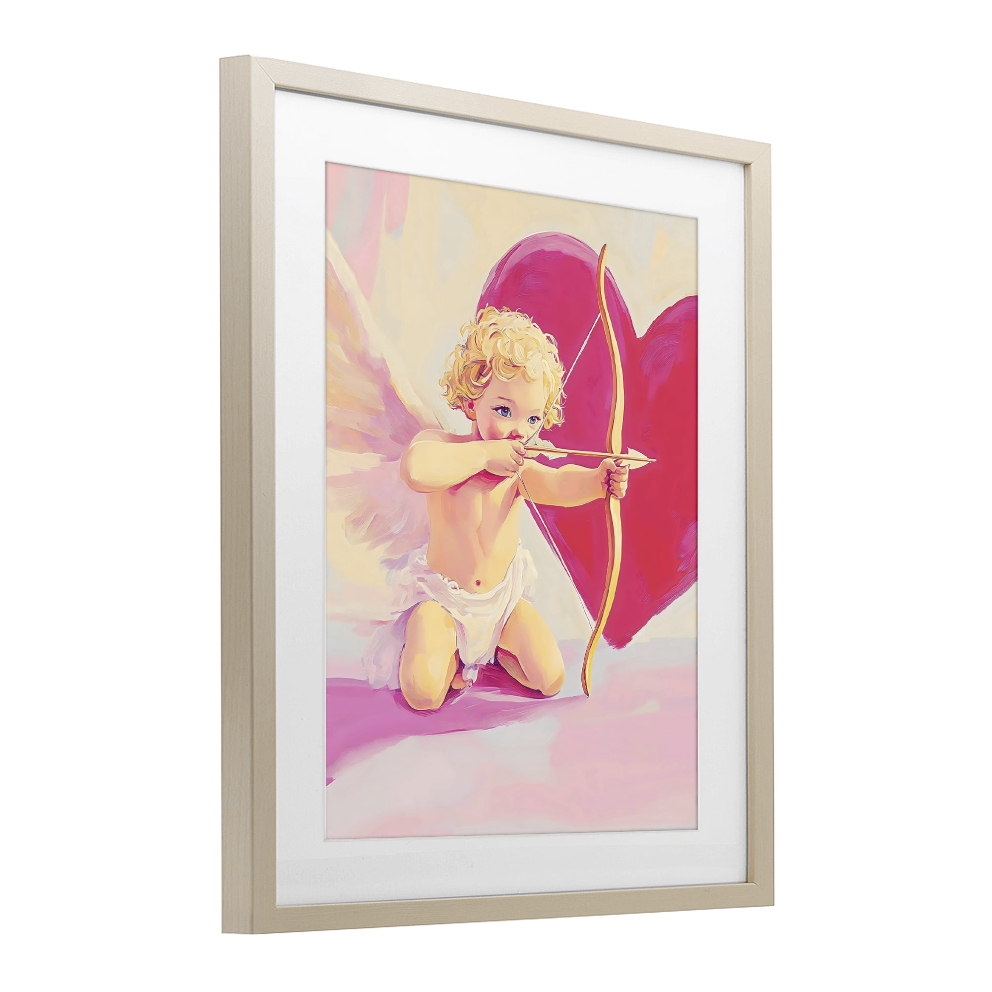 Stupell Industries Cupid Shooting Arrow with Heart Birch Framed Print Under Glass, design by The Prints Vibe