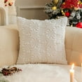 thumbnail image 2 of Hvmvliv Plush Christmas Snowflakes Throw Pillow Cover 18x18 Inches Cushion Cover With Invisible Zipper Closure Cover Only No Insert White, 2 of 6