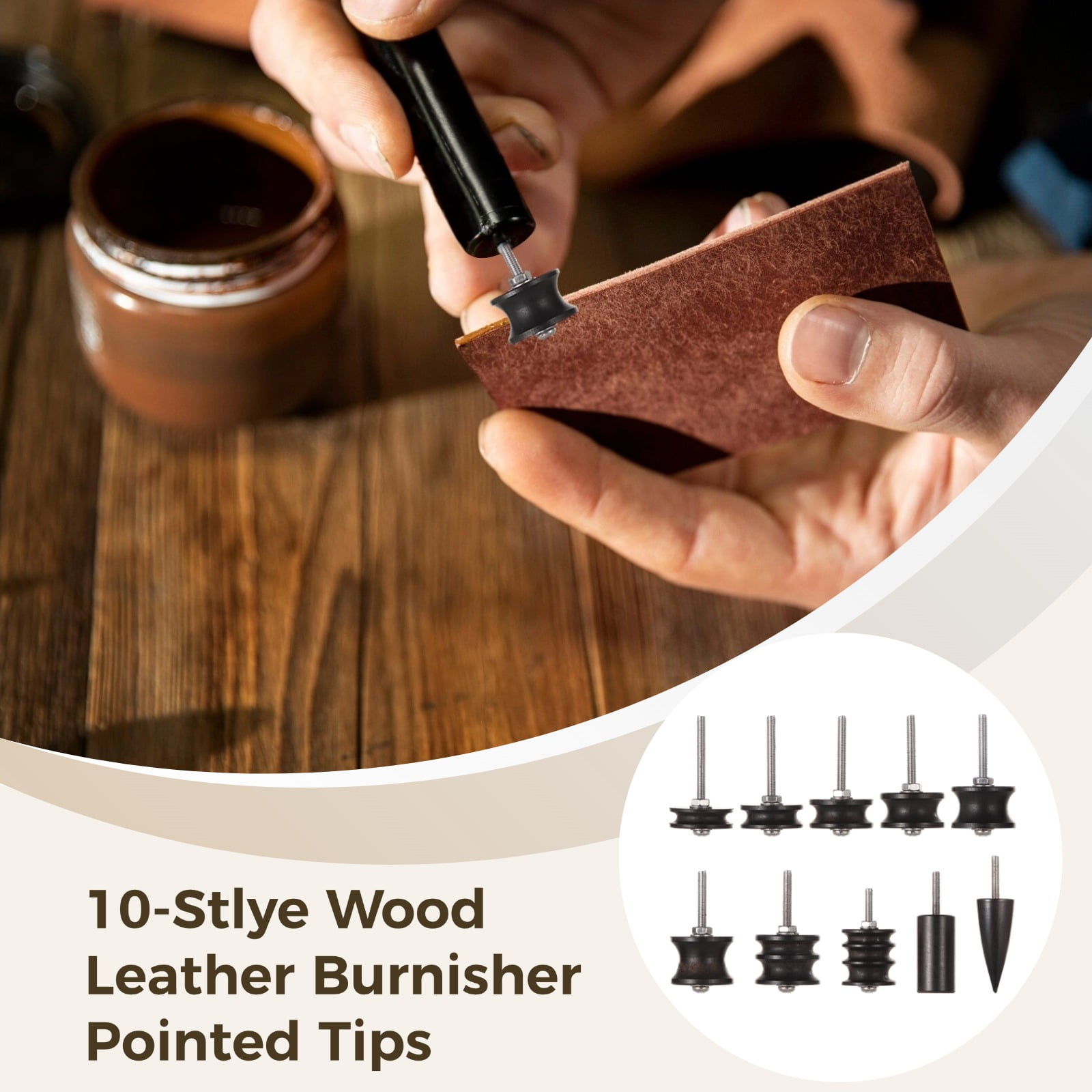 10-in-1 Leather Burnisher Kit for Rotary Tools - 3mm Shank Professional Edge Polisher Bits | Instant Shine for Belts, Wallets, Bags | Beginner-Friendly Leather Craft Tools