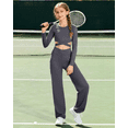 thumbnail image 6 of G4Free EverGoing Girls Wide Leg Pants High Waist Cross Waistband Sweatpants with 2 Pockets 6-12 Years School Sport, 6 of 7