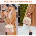 thumbnail image 7 of Lunch Bag for Women Insulated For Men PU leather Small Office Work lunch with Chenille Letters Leakproof Freezable Cooler Reusable Portable Box (White&Pink), 7 of 7