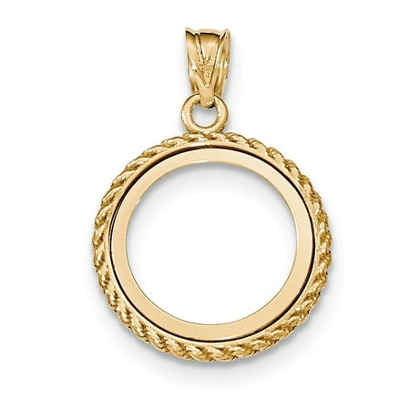 Eagle Coin Ring Roy Rose Jewelry 14k Yellow Gold Casted Rope Polished Prong 1/10 American Eagle Coin Bezel ()