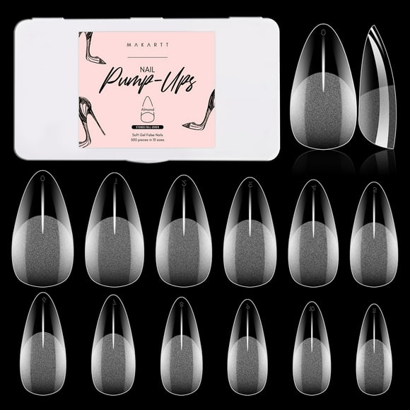 Gel transparente de cobertura completa Makartt Almond para uñas, 500 unidades