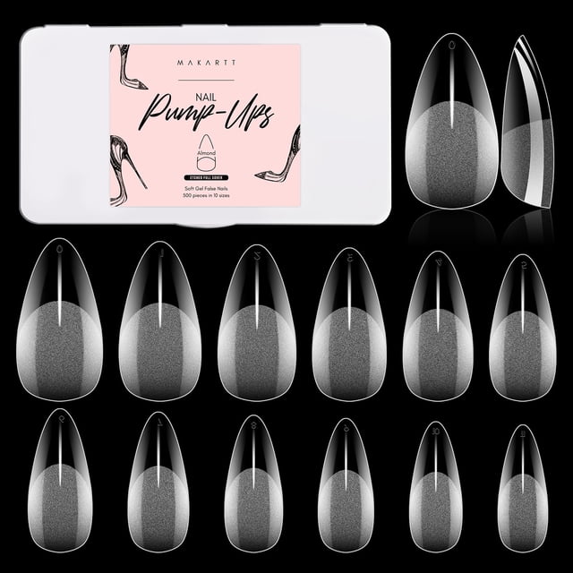 Gel transparente de cobertura completa Makartt Almond para uñas, 500 unidades