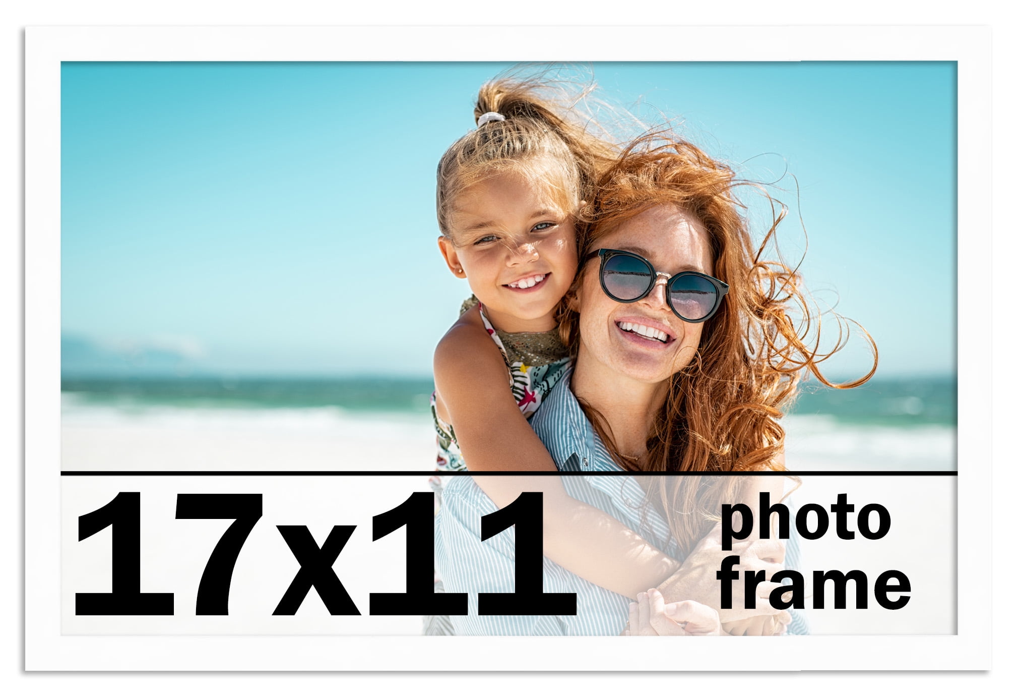 17x11 Frame White Solid Wood Picture Frame Includes UV Acrylic Shatter