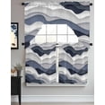 thumbnail image 3 of Navy Blue Ombre Swag Valance and Tier Curtains 24'' Length Set, Modern Geometric Moire Abstract Art Light Filtering Kitchen Curtains, Tier Curtain Valances for Bathroom/Living Room/Bedroom/Café, 3 of 6