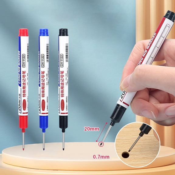 5PCS Long Head Deep Hole Marker Pens 20mm Deep Reach Markers Long Nose Marker Construction Markers Marking Tool Markers Carpenter Ink Marker Pens Metal Marking Pen 8ml Pen