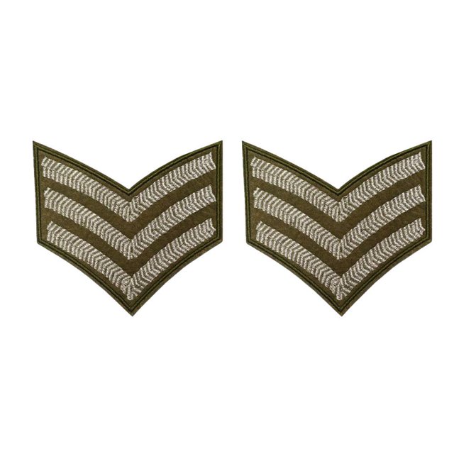 Cute-Patch Sergeant Rayures Argent Militaire Brodé à Repasser Patchs à Coudre