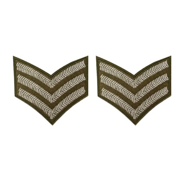 Cute-Patch Sergeant Rayures Argent Militaire Brodé à Repasser Patchs à Coudre