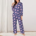 thumbnail image 2 of Fotbe Cute Pig Conjunto de Pijama de Manga Larga para Mujer con Estampado, Ropa de Dormir de 2 Piezas, Conjunto de Casa Suave y Cómodo con Bolsillos-Medium, 2 of 7