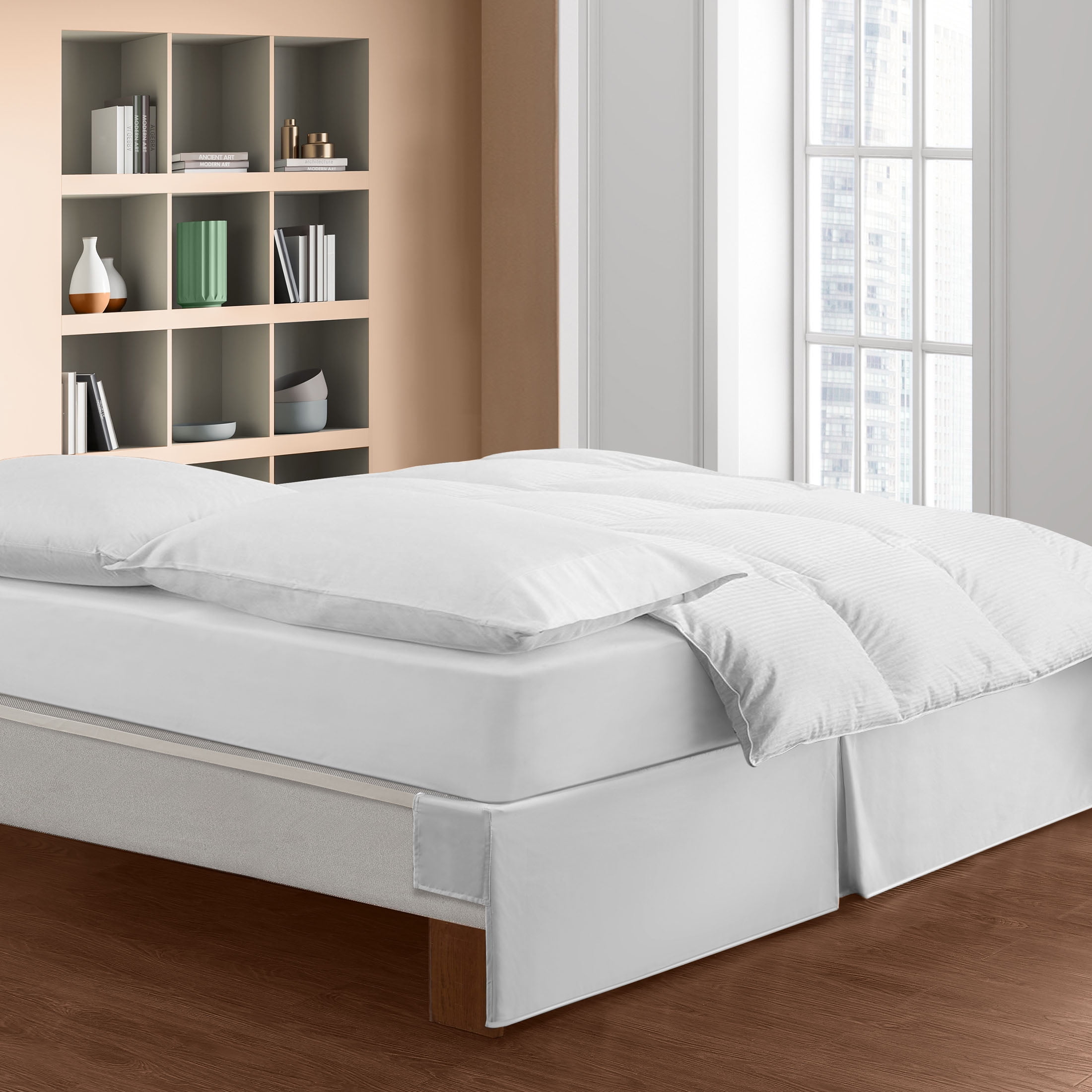 WonderSkirt Wraparound Tailored 15" Microfiber Bedskirt, White, Full